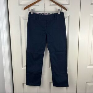 Boden Navy Blue Cropped Pants Size 4R Cotton Blend Flat Front